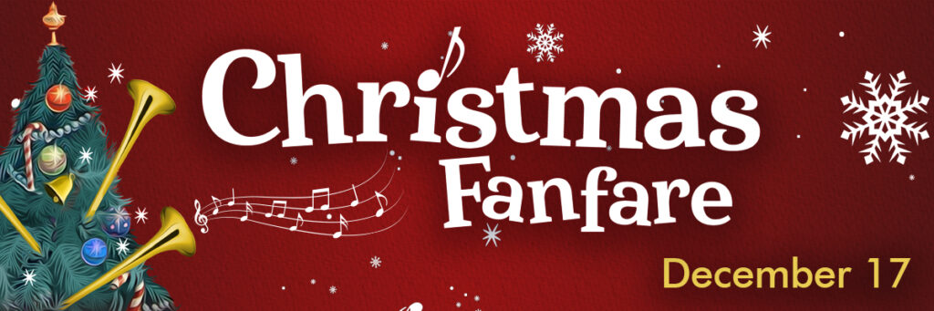 Christmas Fanfare concert artwork with trumpets.